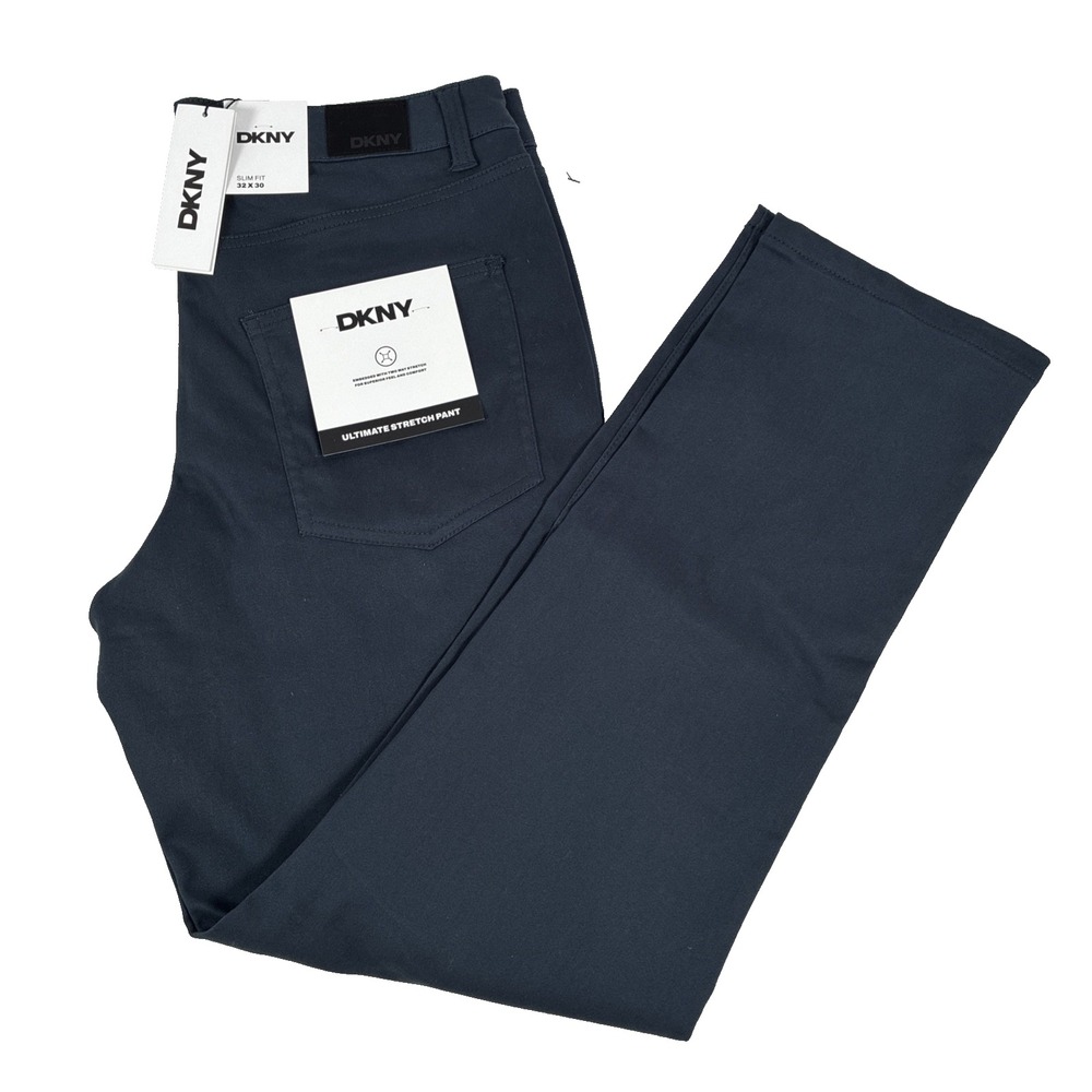 New Mens DKNY Stanton Ultimate Stretch Pants Size 32x30 Slim Fit Navy NWT Chino